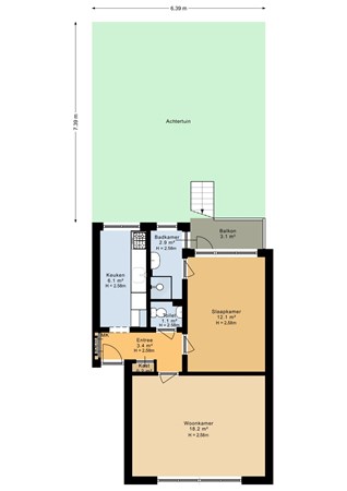 Floorplan - Coevordenstraat 116, 2541 SN Den Haag